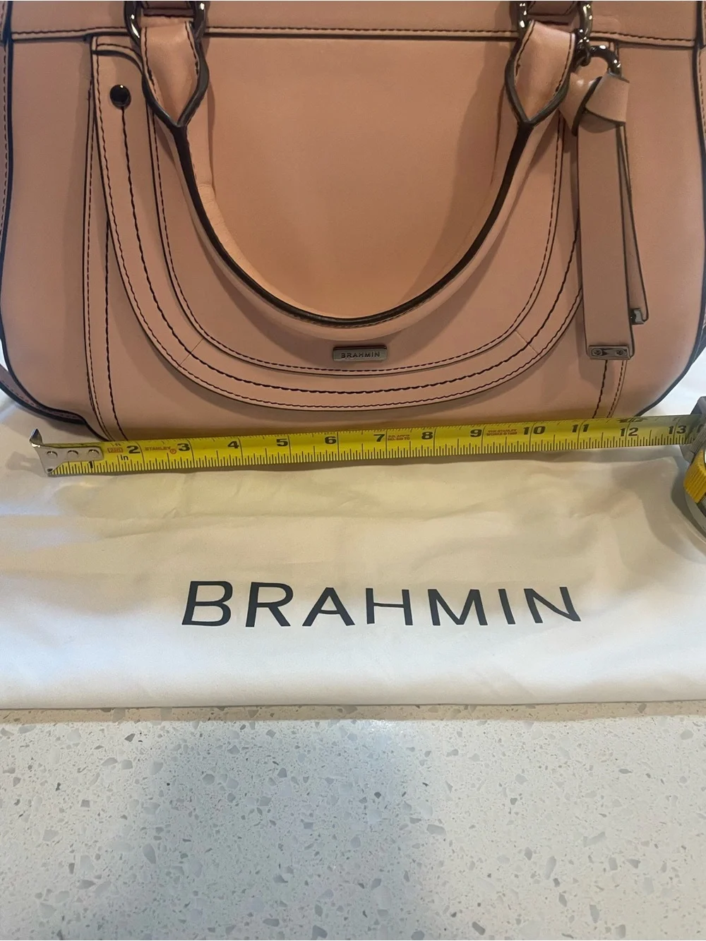 Brahmin Blush Pink Leather Satchel with Top Handles